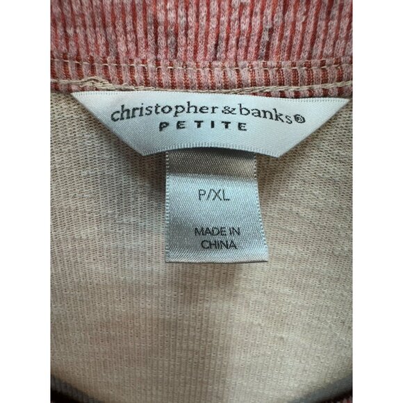 Christopher & Banks Petite Womens Striped V-Neck Pullover Sweater P/XL Top Blue - Picture 2 of 11